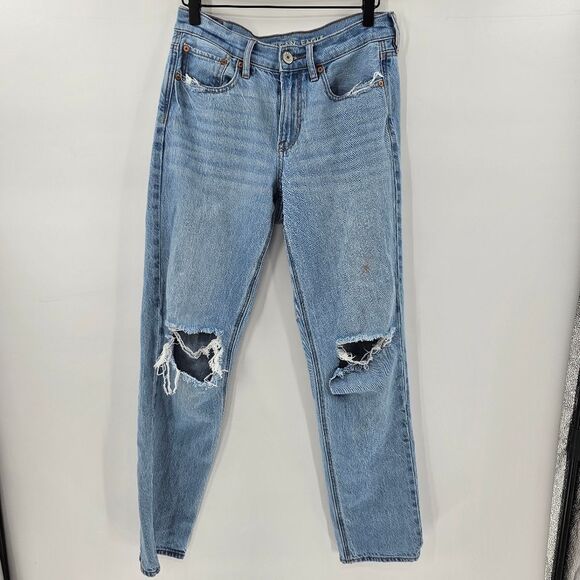 American eagle 4 90s straight jeans distressed ripped knees - Picture 1 of 4